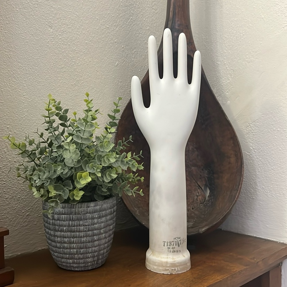 Vintage glove mold hand porcelain statue